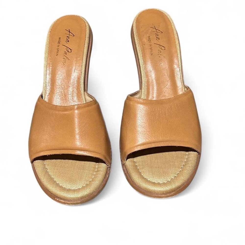 Ana Palma Tan Leather Slide Sandals